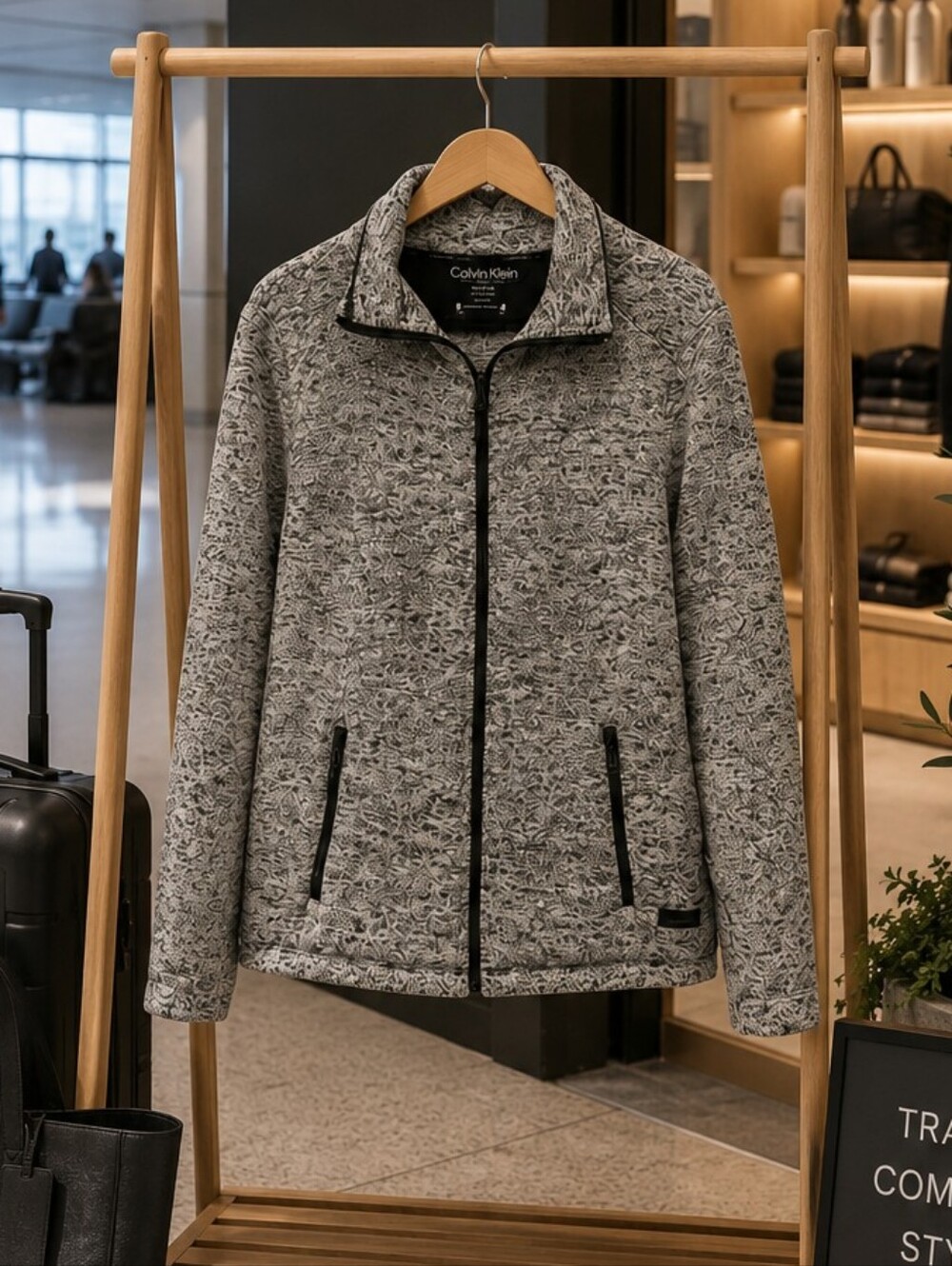 Calvin Klein Performance Jacket XL Gray Full Zip Athleisure Mock Neck